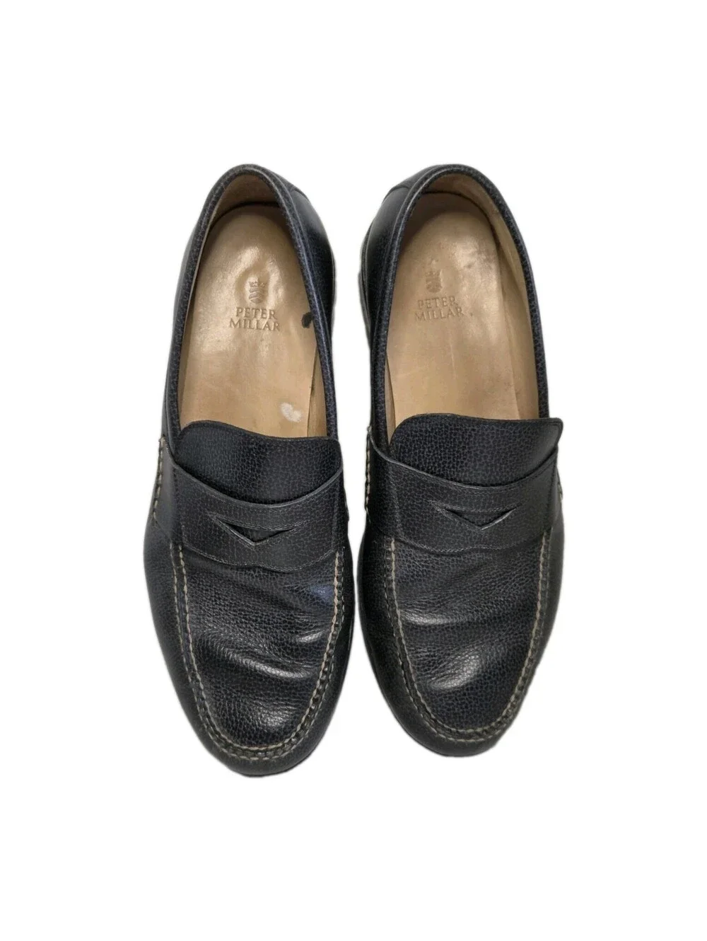 Peter Millar Black Pebbled Leather Excurisionist Loafer Shoe Men 11M Dress Shoe
